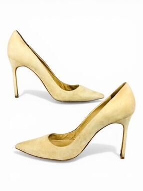 Manolo Blahnik BB 105 Nude Suede Pointed Toe Pumps Stiletto Heels EU 40